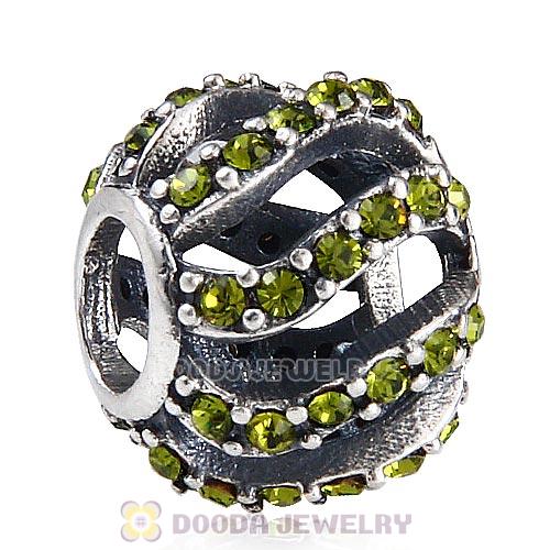 Sterling Silver Winter Wisp Bead with Olivine Austrian Crystal