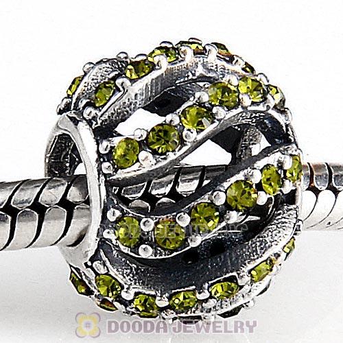 Sterling Silver Winter Wisp Bead with Olivine Austrian Crystal