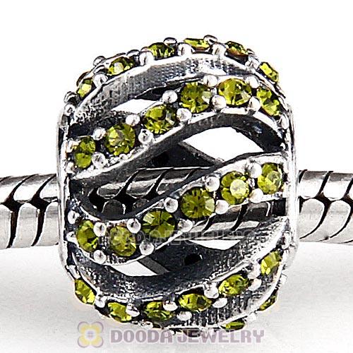 Sterling Silver Winter Wisp Bead with Olivine Austrian Crystal