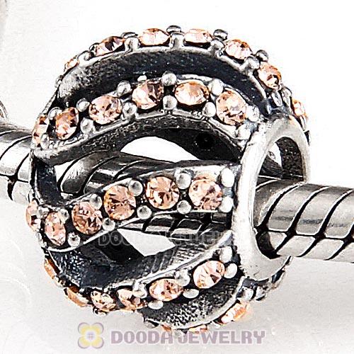 Sterling Silver Winter Wisp Bead with Light Peach Austrian Crystal