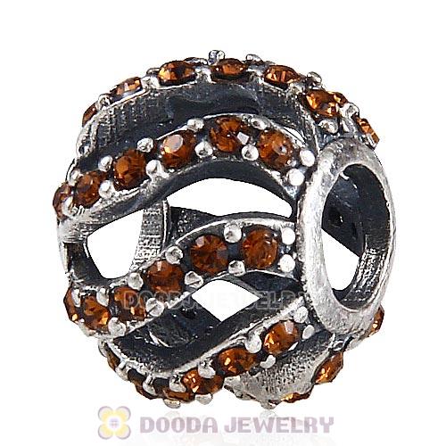 Sterling Silver Winter Wisp Bead with Smoked Topaz Austrian Crystal