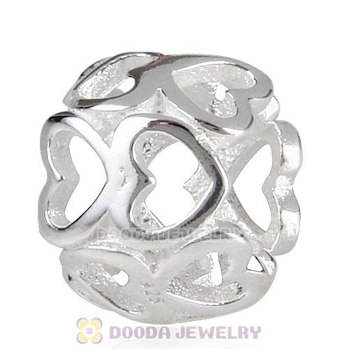 European Style Sterling Silver Delicate Hearts Beads Wholesale