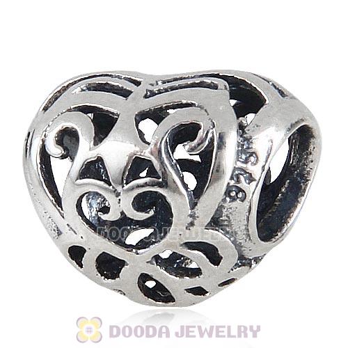 European Style Sterling Silver Open Heart Filigree Beads Wholesale