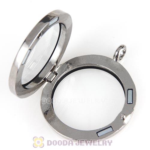 Platinum Plated Alloy Glass Floating Locket Pendant White Face