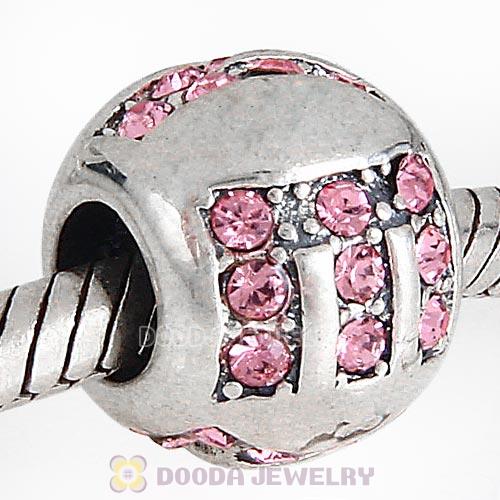 Sterling Silver Surrounded by Love with Light Rose Austrian Crystal Charm