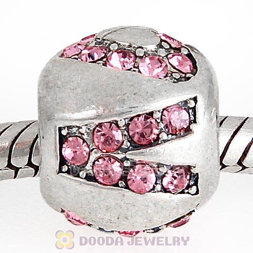 Sterling Silver Surrounded by Love with Light Rose Austrian Crystal Charm