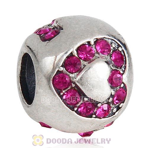 Sterling Silver Surrounded by Love with Fuchsia Austrian Crystal Charm