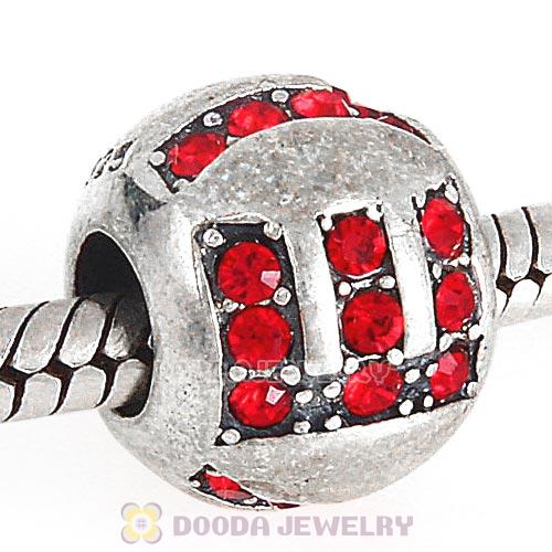 Sterling Silver Surrounded by Love with Light Siam Austrian Crystal Charm