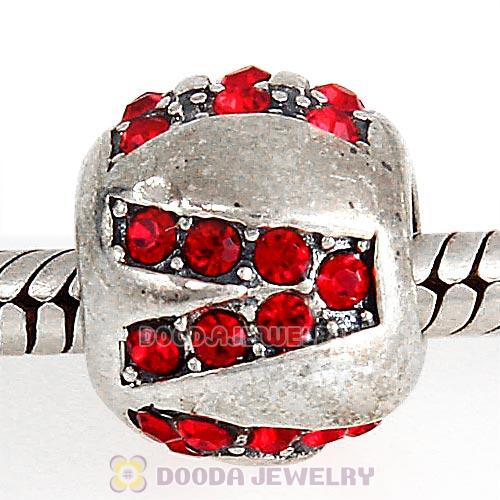 Sterling Silver Surrounded by Love with Light Siam Austrian Crystal Charm