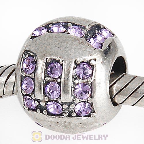 Sterling Silver Surrounded by Love with Violet Austrian Crystal Charm