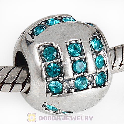 Sterling Silver Surrounded by Love with Blue Zircon Austrian Crystal Charm