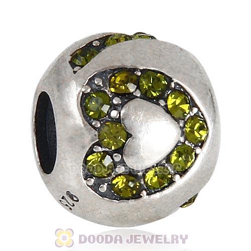 Sterling Silver Surrounded by Love with Olivine Austrian Crystal Charm