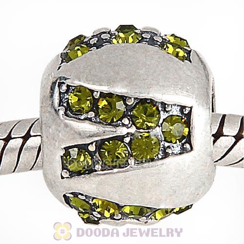 Sterling Silver Surrounded by Love with Olivine Austrian Crystal Charm