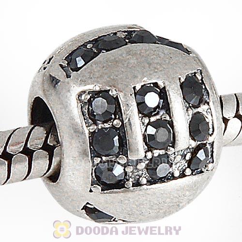 Sterling Silver Surrounded by Love with Jet Hematite Austrian Crystal Charm
