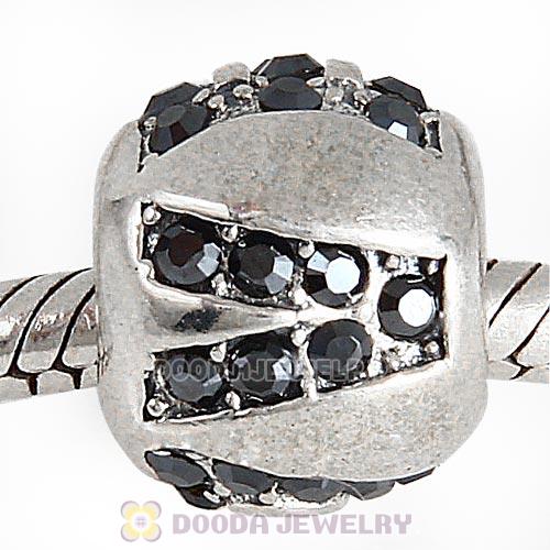Sterling Silver Surrounded by Love with Jet Hematite Austrian Crystal Charm