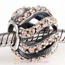 Sterling Silver Winter Wisp Bead with Light Peach Austrian Crystal