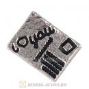 Platinum Plated Alloy Vintage I love you postcard Floating Locket Charms Wholesale