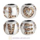 Sterling Silver Surrounded by Love with Light Colorado Topaz Austrian Crystal Charm