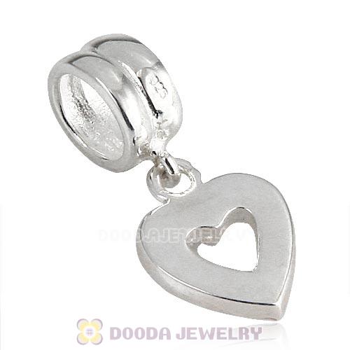 Sterling Silver Heart Dangle Charms with Topaz Austrian Crystal