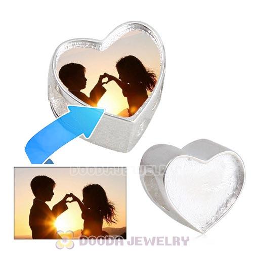 Sterling Silver Heart Love Beads with DIY Photo European Style