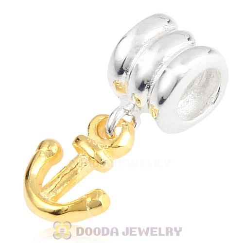 European Style 925 Silver Beads Dangle Gold Plated Anchor