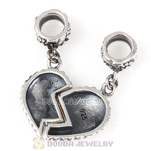 European Style Sterling Silver Dangle Mother Daughter Heart Charms