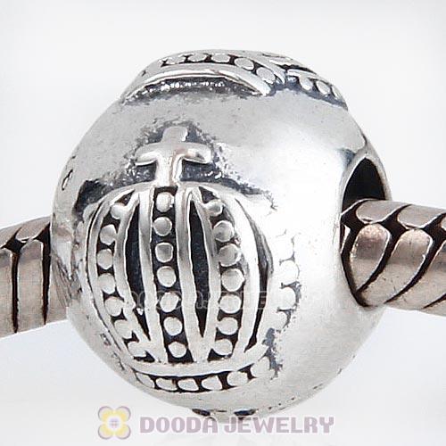 Antique Sterling Silver Crown Charm Beads European Style