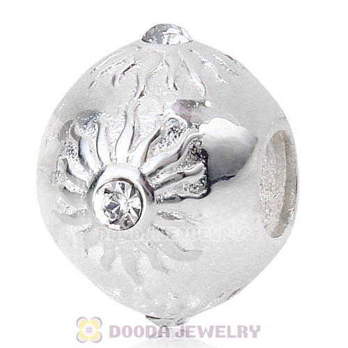 Sterling Silver Sun Charm Bead with Clear Austrian Crystal