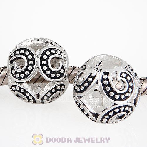 Antique Sterling Silver Powerful Wave Beads European Style
