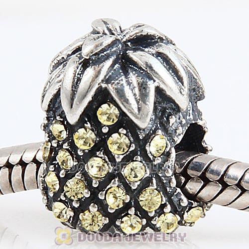 Sterling Silver Sparkling Pineapple Bead with Jonquil Austrian Crystal