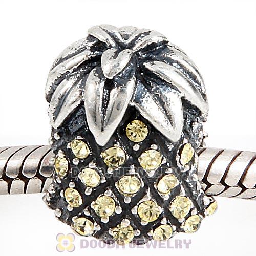 Sterling Silver Sparkling Pineapple Bead with Jonquil Austrian Crystal