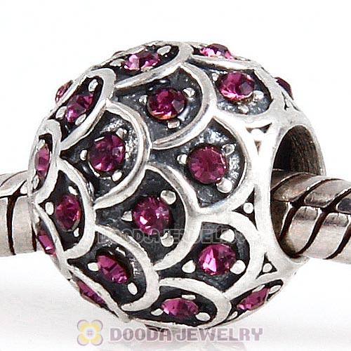 Sterling Silver Sparkling Fish Scale Bead with Amethyst Austrian Crystal