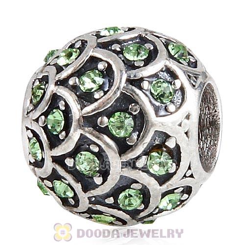 Sterling Silver Sparkling Fish Scale Bead with Peridot Austrian Crystal