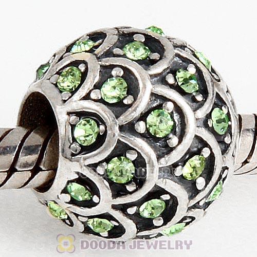 Sterling Silver Sparkling Fish Scale Bead with Peridot Austrian Crystal
