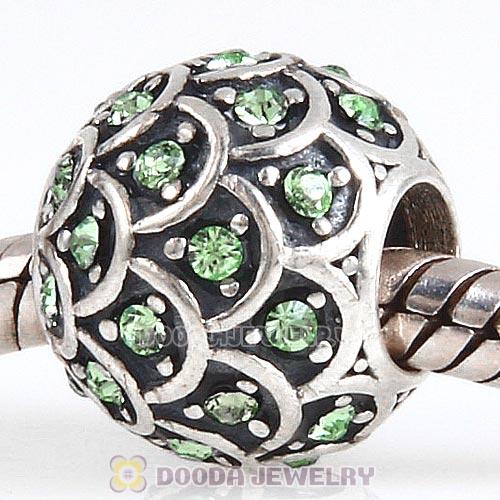 Sterling Silver Sparkling Fish Scale Bead with Peridot Austrian Crystal