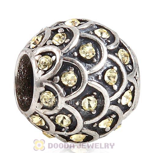 Sterling Silver Sparkling Fish Scale Bead with Jonquil Austrian Crystal