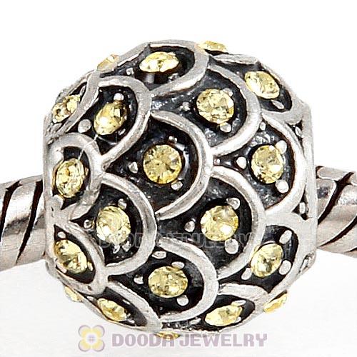 Sterling Silver Sparkling Fish Scale Bead with Jonquil Austrian Crystal