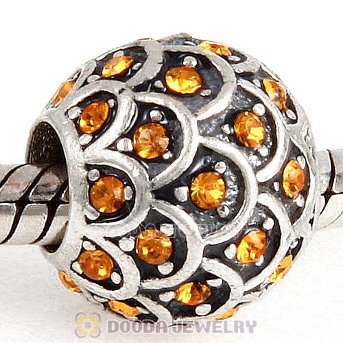 Sterling Silver Sparkling Fish Scale Bead with Topaz Austrian Crystal
