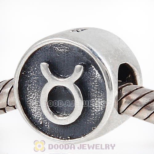 Antique Sterling Silver Taurus Zodiac Sign Beads European Style