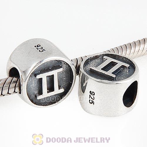 Antique Sterling Silver Gemini Zodiac Sign Beads European Style