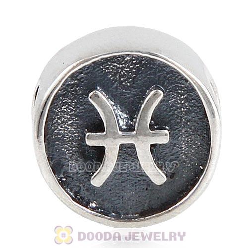 Antique Sterling Silver Pisces Zodiac Sign Beads European Style