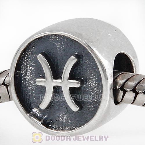 Antique Sterling Silver Pisces Zodiac Sign Beads European Style