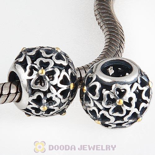 Antique Sterling Silver Gold Plated Evening Floral Charm Beads