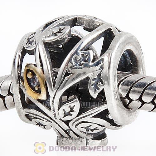 Gold Plated Sterling Silver Family Tree Beads with Clear CZ Stone