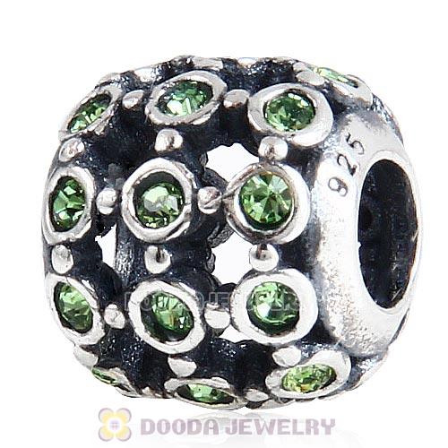 Antique Sterling Silver In the Spotlight Bead with Peridot Austrian Crystal
