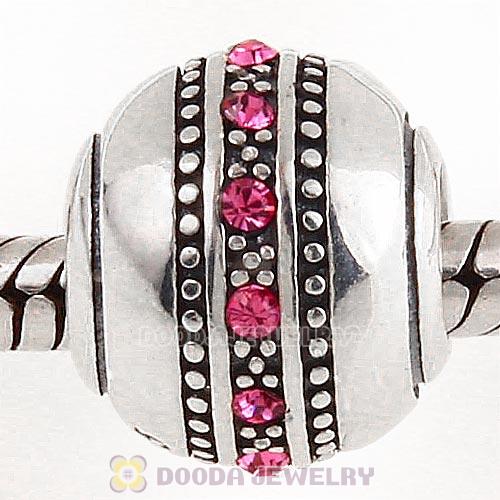 Sterling Silver Fast Lane Bead with Rose Austrian Crystal