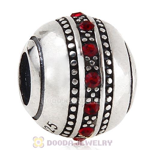 Sterling Silver Fast Lane Bead with Siam Austrian Crystal