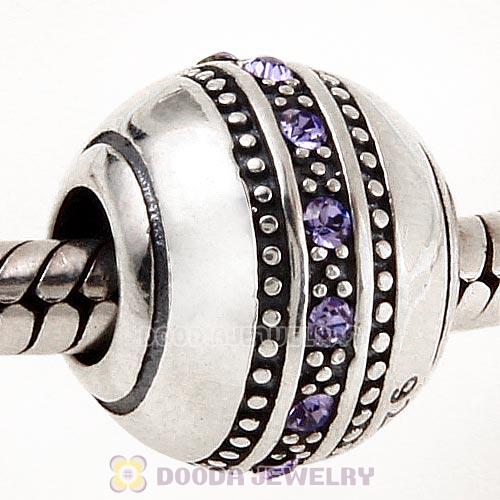 Sterling Silver Fast Lane Bead with Tanzanite Austrian Crystal