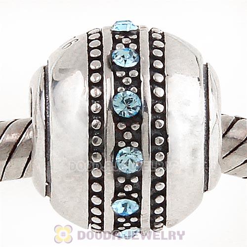 Sterling Silver Fast Lane Bead with Aquamarine Austrian Crystal