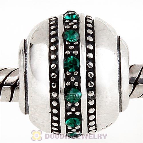 Sterling Silver Fast Lane Bead with Emerald Austrian Crystal
